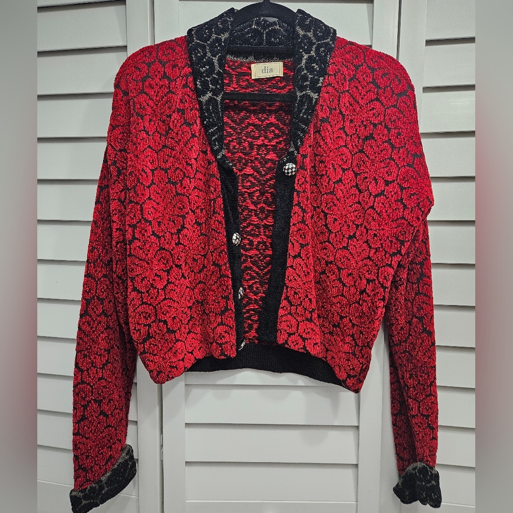 Spectacular Día Red and Black Sweater Jacket S